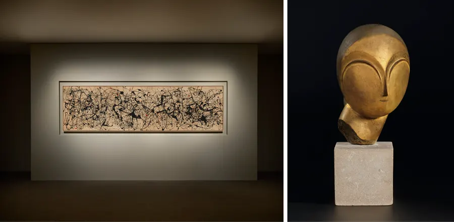 Jackson Pollock, Number 7A, 1948 & Constantin Brâncuși, Danaïde, c.1913
